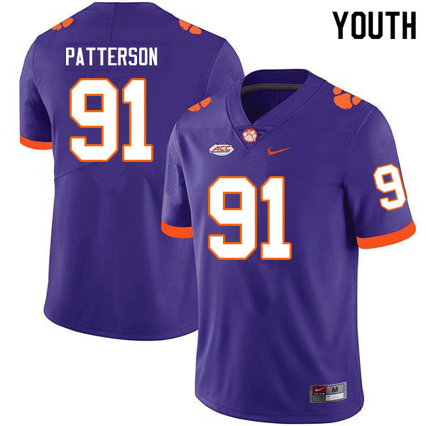 Youth #91 Zaire Patterson Clemson Tigers College Football Jerseys Sale-Purple